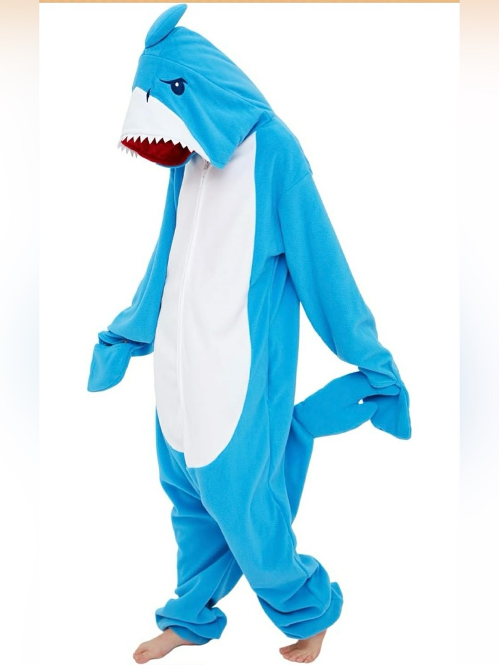Unisex Shark Costume Onesie Hoodie Size L NWT